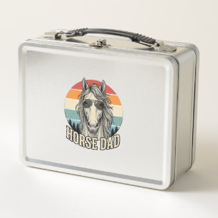 Horse Dad Vintage Sunset Engraving Vector Design_1 Metal Lunch Box