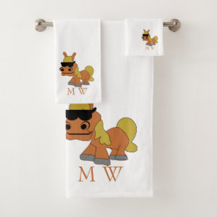 Horse Design Monogrammed Bath Towel Set