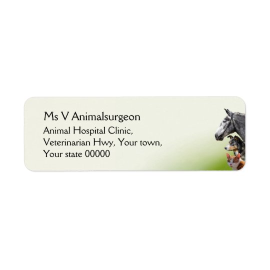 Horse dog and cat vet return address label