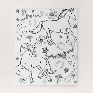 Horse Doodle Colour Me In    Jigsaw Puzzle