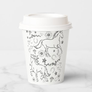 Horse Doodle Colour Me In    Paper Cups