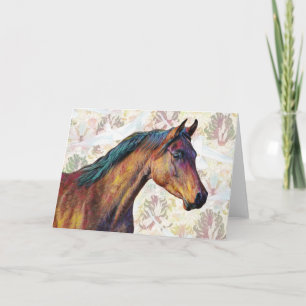 Horse Dove Pattern on Pattern Art Note Card 1