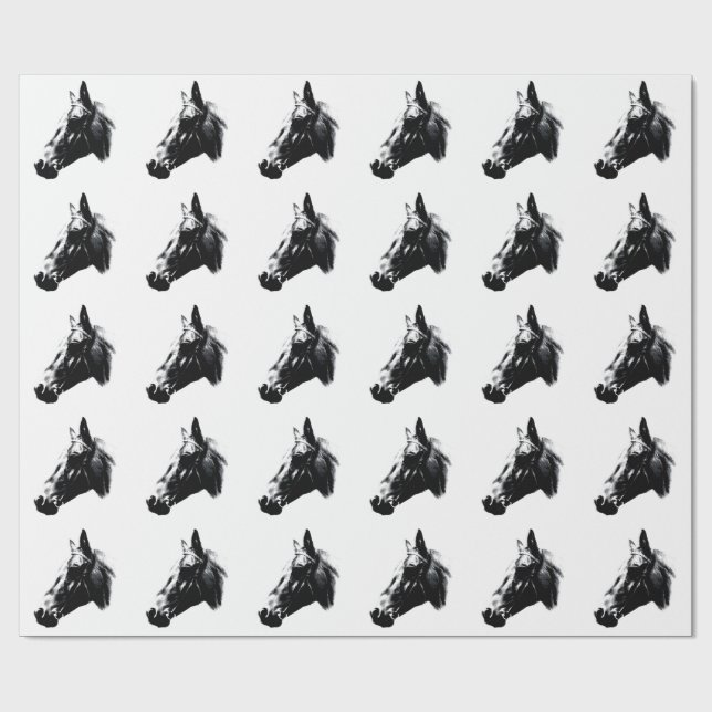Horse Drawing Artwork Card Wrapping Paper (Flat)