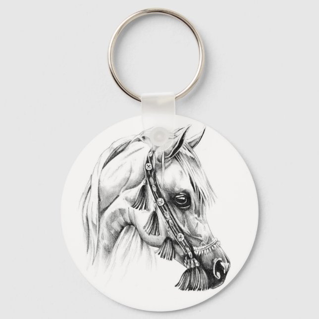 Horse drawing sketch art handmade key ring (Front)