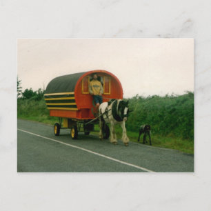 Horse drawn caravan, Co. Kerry, Ireland Postcard