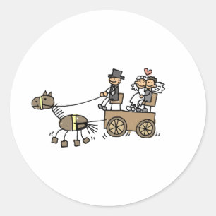 Horse Drawn Carriage For Weddings Classic Round Sticker