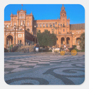 Horse drawn carriage in the Plaza de Espana in Square Sticker