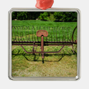 Horse Drawn Hay Rake Metal Ornament