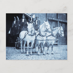 Horse Drawn Hook and Ladder Fire Company - Vintage Postcard