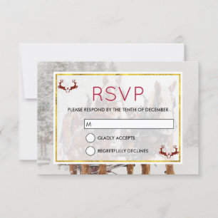 Horse Drawn Sleigh Christmas Scene RSVP Invitation