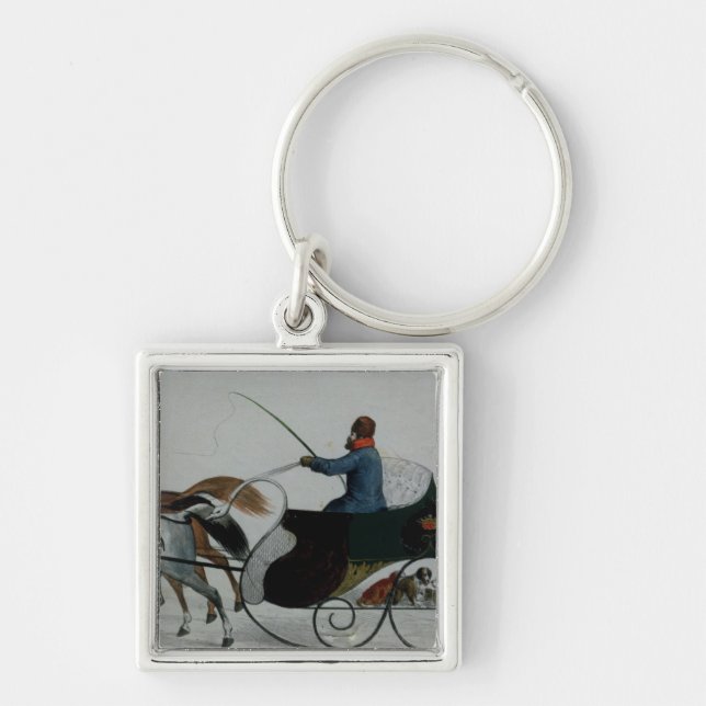 Horse Drawn Sleigh Key Ring (Front)