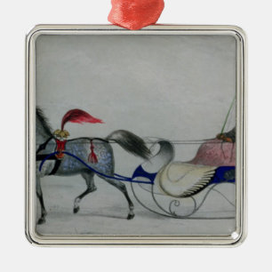 Horse Drawn Sleigh Metal Ornament