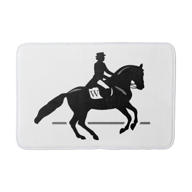 Horse Dressage Custom Initial & Colour Background Bath Mat (Front)