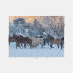 Horse Drive in Winter on Hideout Ranch Fleece Blanket