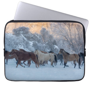 Horse Drive in Winter on Hideout Ranch Laptop Sleeve