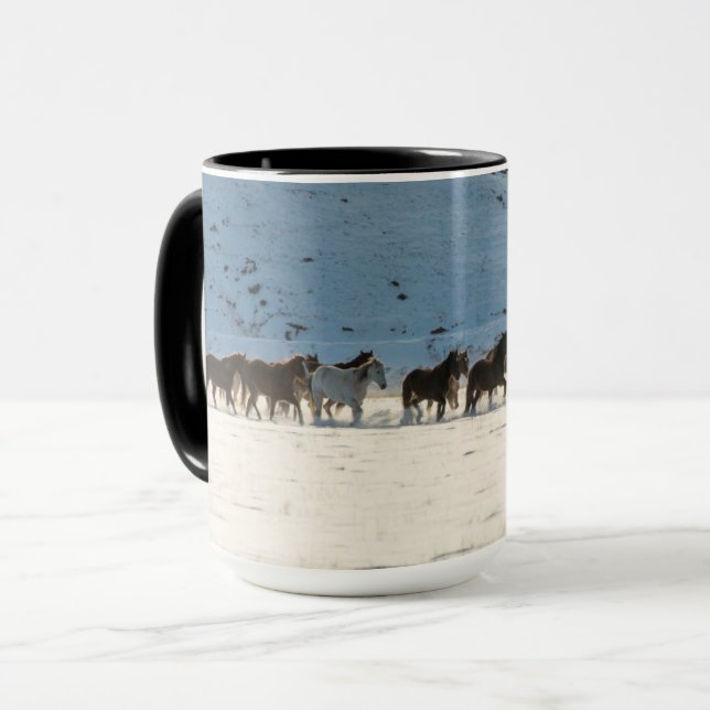 Horse Drive in Winter on Hideout Ranch Mug (Front Left)