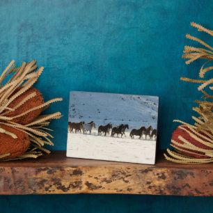 Horse Drive in Winter on Hideout Ranch Plaque