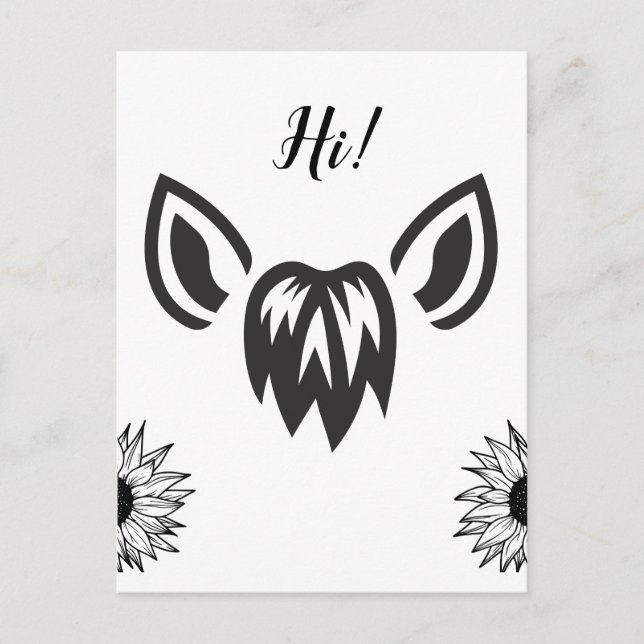 Horse Ears Sunflowers Minimalist Design Postcard (Front)