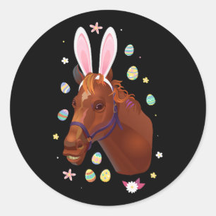 Horse Easter Day Tee Easter Bunny Horse Funny East Classic Round Sticker
