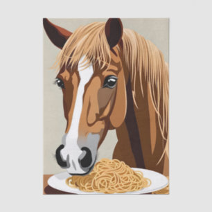horse eating spaghetti decoupage tissue paper