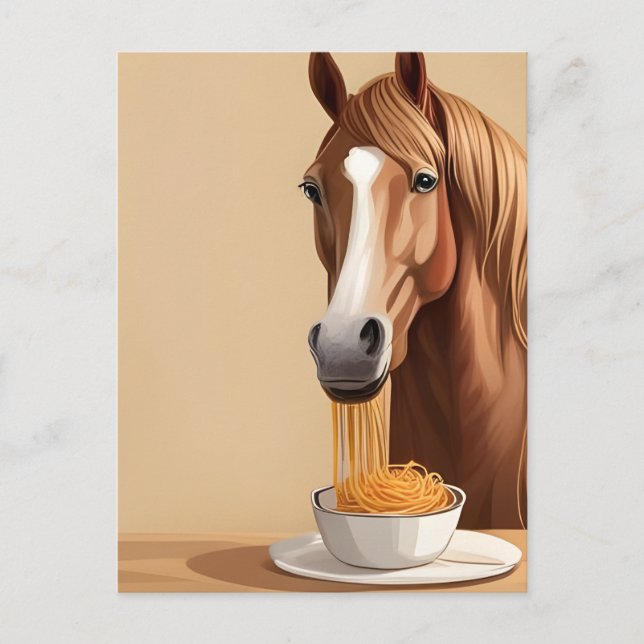 Horse Eats Spaghetti Postcard (Front)