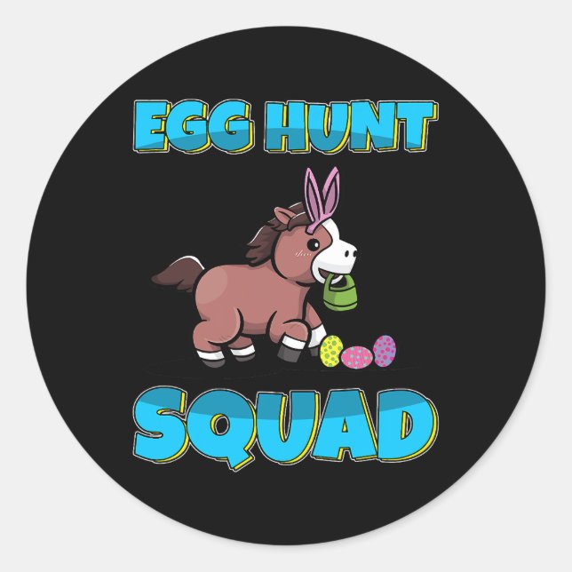 Horse Egg Hunt Squad Cute Horse Easter Eggs Huntin Classic Round Sticker (Front)
