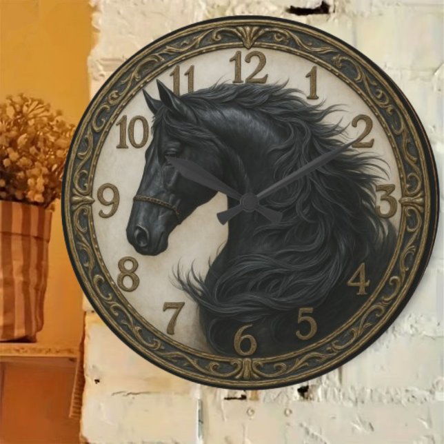 Horse elegant rustic equestrian home farmhouse large clock (Creator Uploaded)