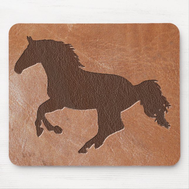 Horse Embossed Leather Mouse Pad (Front)