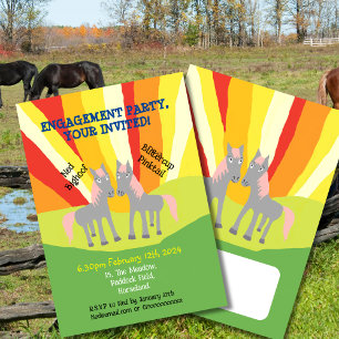 Horse engagement party cute equine celebration  invitation