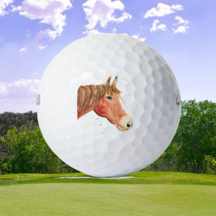 Horse Equestrian Animal Fun Watercolor Golf Balls