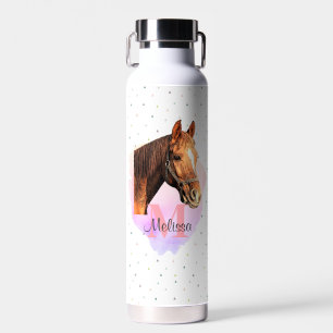 Horse Equestrian Animal Monogram Pattern Water Bot Bottle