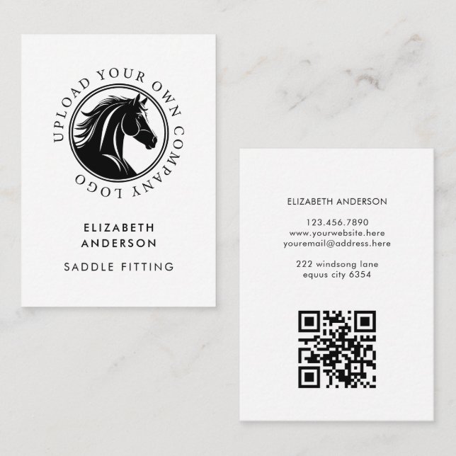 Horse Equestrian Business Logo QR Code Card (Front/Back)