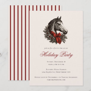 Horse Equestrian Festive Christmas Holiday Party Invitation