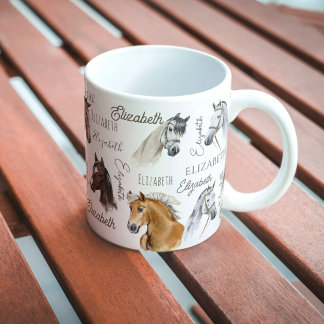 Horse equestrian gifts for girls personalised name coffee mug