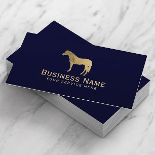 Horse Equestrian Horseback Riding Equine Navy Gold Business Card