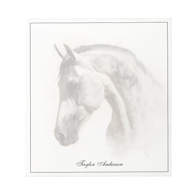 Horse Equestrian Lusitano Elegant Custom Name Notepad (Front)