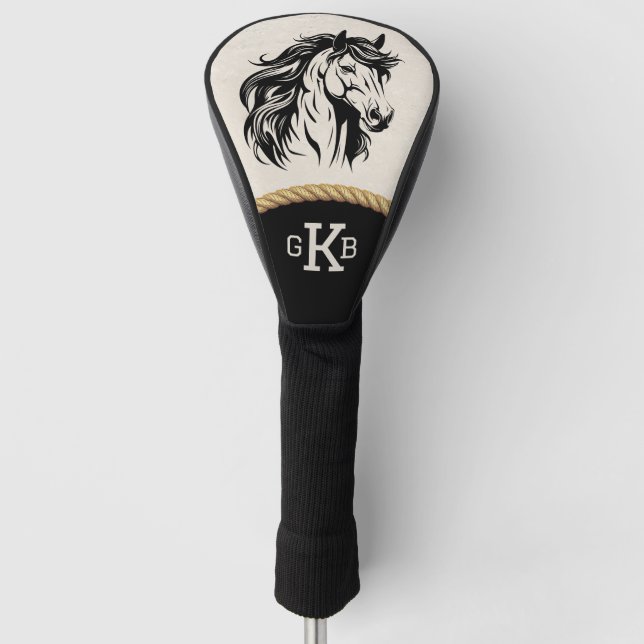 Horse Equestrian Monogram Custom Design Golf Head Cover (Front)