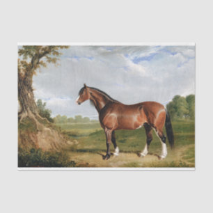 Horse Equestrian Oil Painting Vintage Antique Tissue Paper