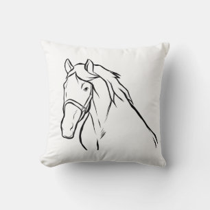 Horse Equestrian Pony Cowboy Western Black White Cushion