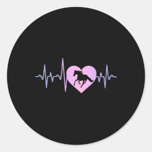 Horse Equestrian Rider Horseback Riding Heartbeat  Classic Round Sticker