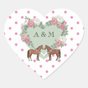 Horse Equestrian Wedding Heart Sticker