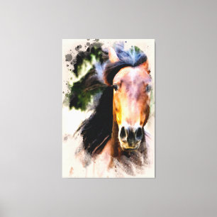 *~* Horse Equine AR22 Black Mane Wall Canvas Print