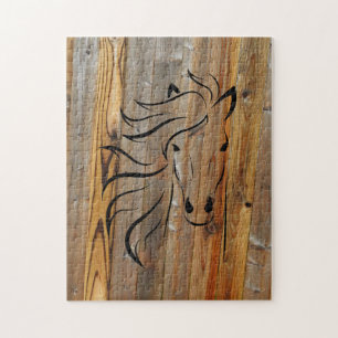Horse Face on Wood Planks Jigsaw Puzzle