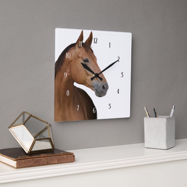 Horse face square wall clock (Office)