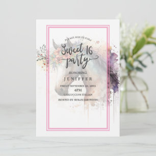 Horse face with flower wreath.          invitation