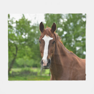 Horse Face With Marking Fleece Blanket