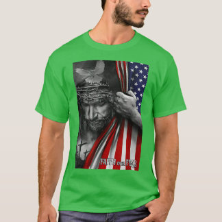 Horse Faith over fear Jesus American Flag Patriot  T-Shirt