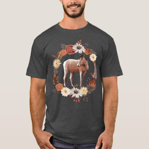 Horse, Fall, Autumn Leaves Flowers, Cute Horse  T-Shirt