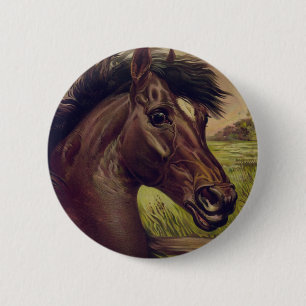 horse farm ranch ride sports western equine pet 6 cm round badge