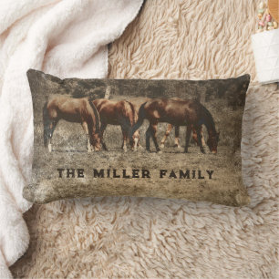 Horse Farm Vintage Country Rustic Western Lumbar Cushion